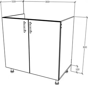 Benita Alsó konyhaszekrény Fehér 80x50x80 cm