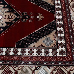 Gépi perzsa szőnyeg bordó Turkmen 140x200 klasszikus nappali szőnyeg