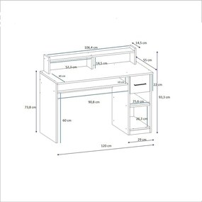 Eslem Anthracite íróasztal