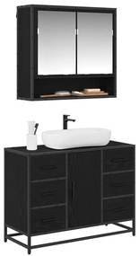 Fürdőszoba bútor szett 2 pcs Musta tammi 80 x 33 x 60 cm