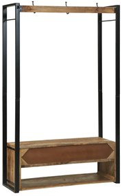 Ruhatartó horoggal és polcokkal 110x40x185 cm Tömör durva mangófából