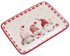 Törpék karácsonyi kerámia tányér, 20 x 15,3 x 2,3 cm