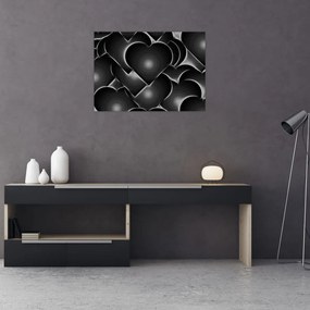 Fekete-fehér szív képe (üvegen) (70x50 cm)