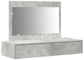 Fali Akasztós Sminkasztal Beton Szürke 100x40x70 cm