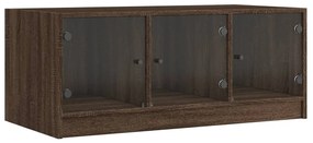 Barna tölgyszínű dohányzóasztal üvegajtókkal 102 x 50 x 42 cm