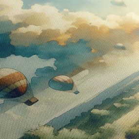 Kép hőlégballonok repülése a táj felett
