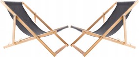 Fa napozóágy Szürke 2db Kerti Strand napozóágy