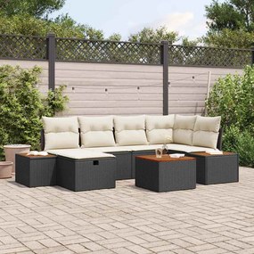 vidaXL Kerti Kanapé Szett 7 pcs Fekete 55 x 62 x 69 cm Poli rattan