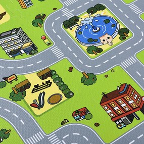 Jascha gyermek puzzle szőnyeg, 9 részes, utcák