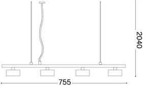Ideal Lux - LED Csillár zsinóron MINOR 4xGX53/9W/230V 75,5 cm fekete