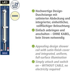 Ezüstszínű fali zuhanytartó 74 cm LED – Wenko