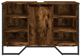 Füstös tölgy szerelt fa fürdőszobai mosdószekrény 91x35x60 cm