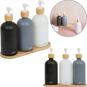 3 Db-os 500 Ml-es Adagoló Szett Konyhai Fürdőszobai Tálcával Szappan Gél Üveg