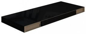 2 db magasfényű fekete MDF lebegő fali polc 60 x 23,5 x 3,8 cm