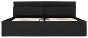 sötétszürke LED-es szövetágy hidraulikus tárolóval 160 x 200 cm