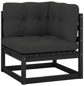 vidaXL tömör fenyőfa kerti sarokkanapé antracitszürke párnákkal