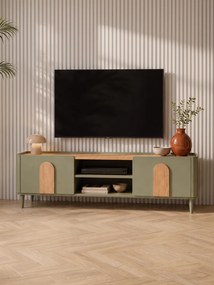 Amilio TV-szekrény 170 cm fiókkal, lábakon - eukaliptusz / baltic dune tölgy / natúr tölgy fogantyú