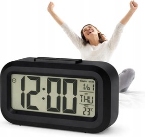 Elektronikus óra Led Fekete Ébresztőóra Hőmérő Naptár