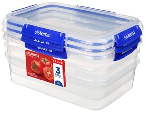 Sistema 3 db vízálló élelmiszer-tároló doboz KLIP IT PLUS 4 klip 2,2 l
