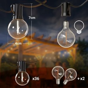 LED kültéri dekorációs fényfüzér 36xE12/1W/230V 22,35 m IP65 fekete