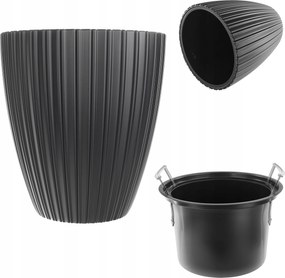 Virágtartó 30cm Virágtartó Betéttel Műanyag Fekete