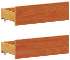 barna tömör fenyőfa könyvespolcos ágy matrac nélkül 140 x 190cm