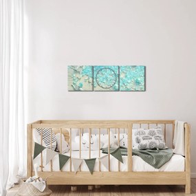 Kép - Tengerparti hangulat türkiz árnyalatokban (órával) (90x30 cm)