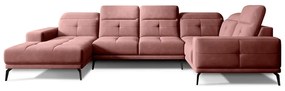 Rózsaszín bársony sarokkanapé (jobb oldali-U alakú) Neviro – ELTAP