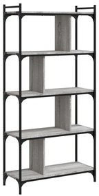 5 szintes szürke sonoma színű fa könyvespolc 76 x 32 x 158 cm