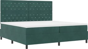 vidaXL LED Box Spring Ágy matracmal Sötétzöld 200 x 200 cm szövet