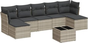 vidaXL 8 részes világosszürke polyrattan kerti ülőgarnitúra párnával