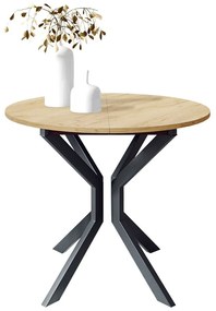 Széthúzható étkezőasztal 90 cm Kertare M 90 (arany craft tölgy + fekete) (2-4 személy részére). 1105352