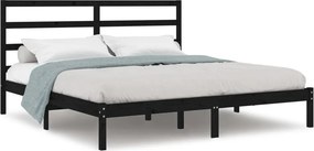 vidaXL fekete tömör fenyőfa ágykeret 200 x 200 cm