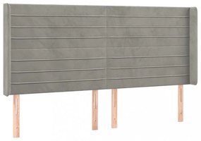 világosszürke bársony rugós és LED-es ágy matraccal 160x200 cm