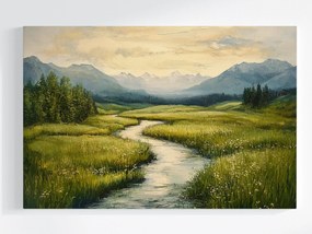 Vászonkép Canvas Tájkép Rét Folyó Patak Zöld 60x40