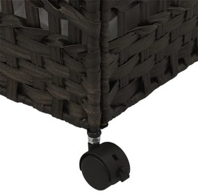 sötétbarna rattan szennyeskosár kerekekkel 66x35x60 cm