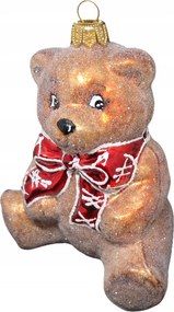 Karácsonyi mackó kollekció piros masnival Üveggömb