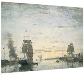 Üveg kép - Eugène Boudin, Entrance to the Harbor, Le Havre, reprodukciók (70x50 cm)