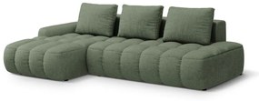 Zöld kinyitható-tárolóhelyes sarokkanapé (bal oldali-heverő résszel) Linz – Cosmopolitan Design