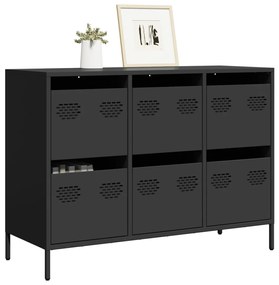 fekete hidegen hengerelt acél tálalószekrény 101,5x39x73,5 cm