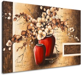 Gario Kézzel festett kép Orchidea piros vázában Méret: 100 x 70 cm