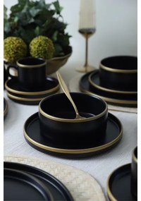 20 darabos étkészlet fekete/arany/kőkerámia