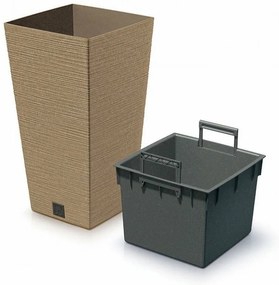 FURU SQUARE ECO WOOD virágtartó 24 c m betéttel, barna, S