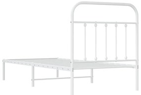 fehér fém ágykeret fejtámlával 90x200 cm