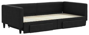 fekete kihúzható szövet heverő fiókokkal 100 x 200 cm