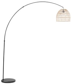 Fekete fém állólámpa rattanbúrával 195 cm GUAVIARE Beliani