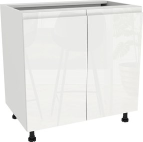 Konyhaszekrény alsó 80 Frezo Fehér front Fogantyú nélküli Fehér Akril Fényes