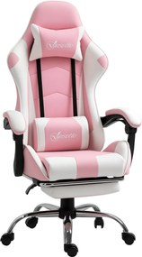 Vinsetto Ergonomikus Játék Szék Fejtámlás Masszázs Deréktámasz Párnázott Lábemelő Forgó Gamer Szék PC Szék Csatlakoztatható Karfákkal, Hintázó Funkció