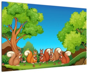 Kép - boldog mókusok (90x60 cm)