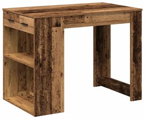 íróasztal fiókkal és polccal régi fa 102x62x77,5 cm gépelt fa